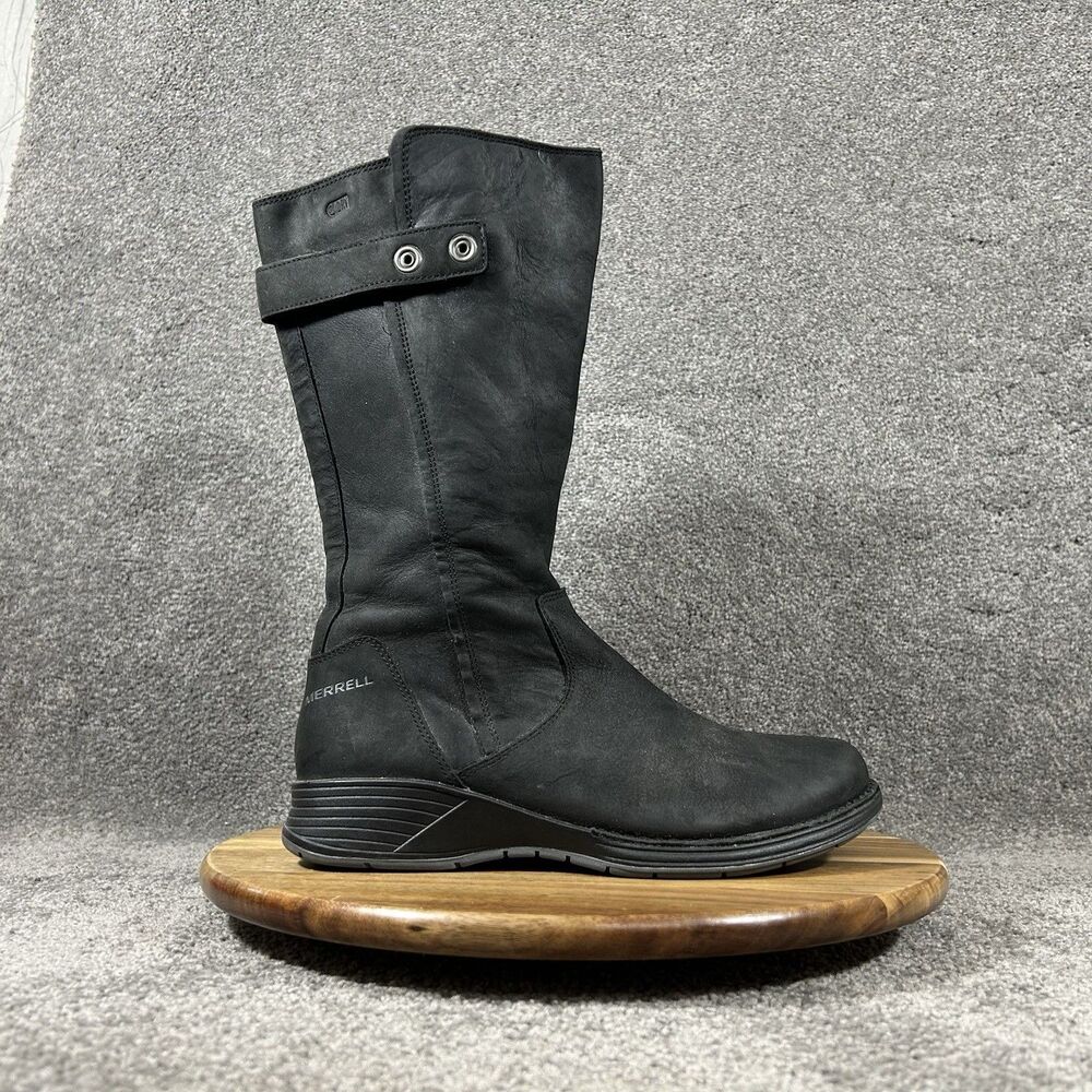 Merrell Travvy Tall Women's Size 8 Black Waterproof Side Zip Boots Used